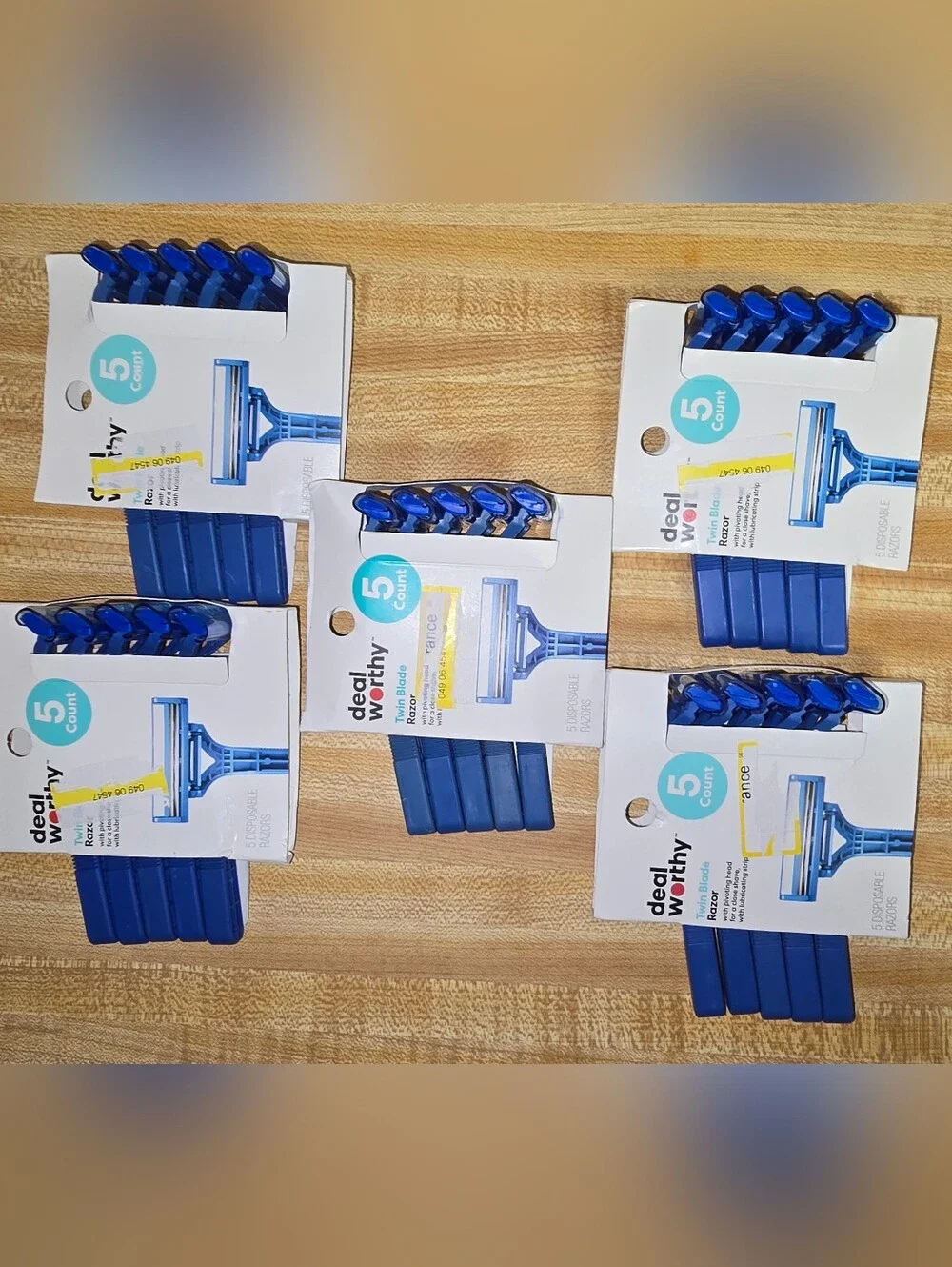 Set Of 5 Packages Blue Disposable Razor 5-Count Double Blade (25 Total)